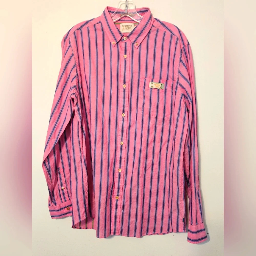 Scotch & Soda RegularFit Striped Shirt WithSleeve Adjustment Size Large - Picture 2 of 15